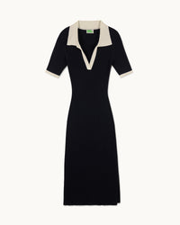 NOIR / NEW / QTY : 49 / Robe Longue Manches Courtes - Noir