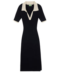 Robe longue en laine - Noir