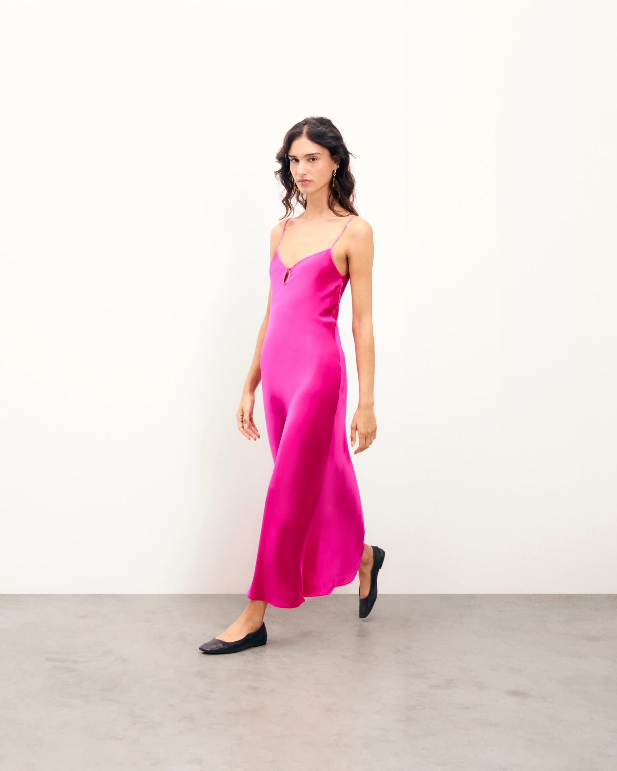 TROPICAL RASPBERRY / NEW / QTY : 31 / Robe Longue Bretelles Giulia - Tropical Raspberry