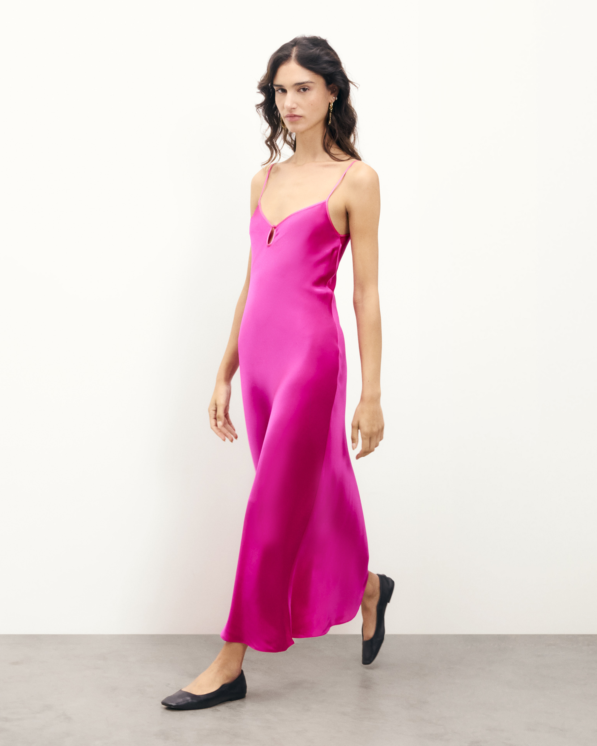 TROPICAL RASPBERRY / NEW / QTY : 31 / Robe Longue Bretelles Giulia - Tropical Raspberry
