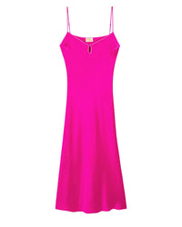 Robe longue à bretelles Giulia en soie - Tropical Raspberry