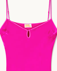 Robe longue à bretelles Giulia en soie - Tropical Raspberry