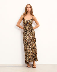 LEOPARD / NEW / QTY : 40 / Robe Longue Bretelles Giulia - Leopard