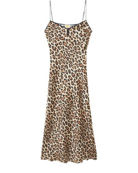 Robe longue à bretelles Giulia en soie - Leopard