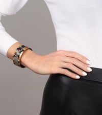 Manchette Donna en émail et décoré à l'or - Bleu & gris & orange