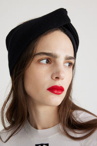 Bandeau turban en laine et cachemire éco-responsable - Noir