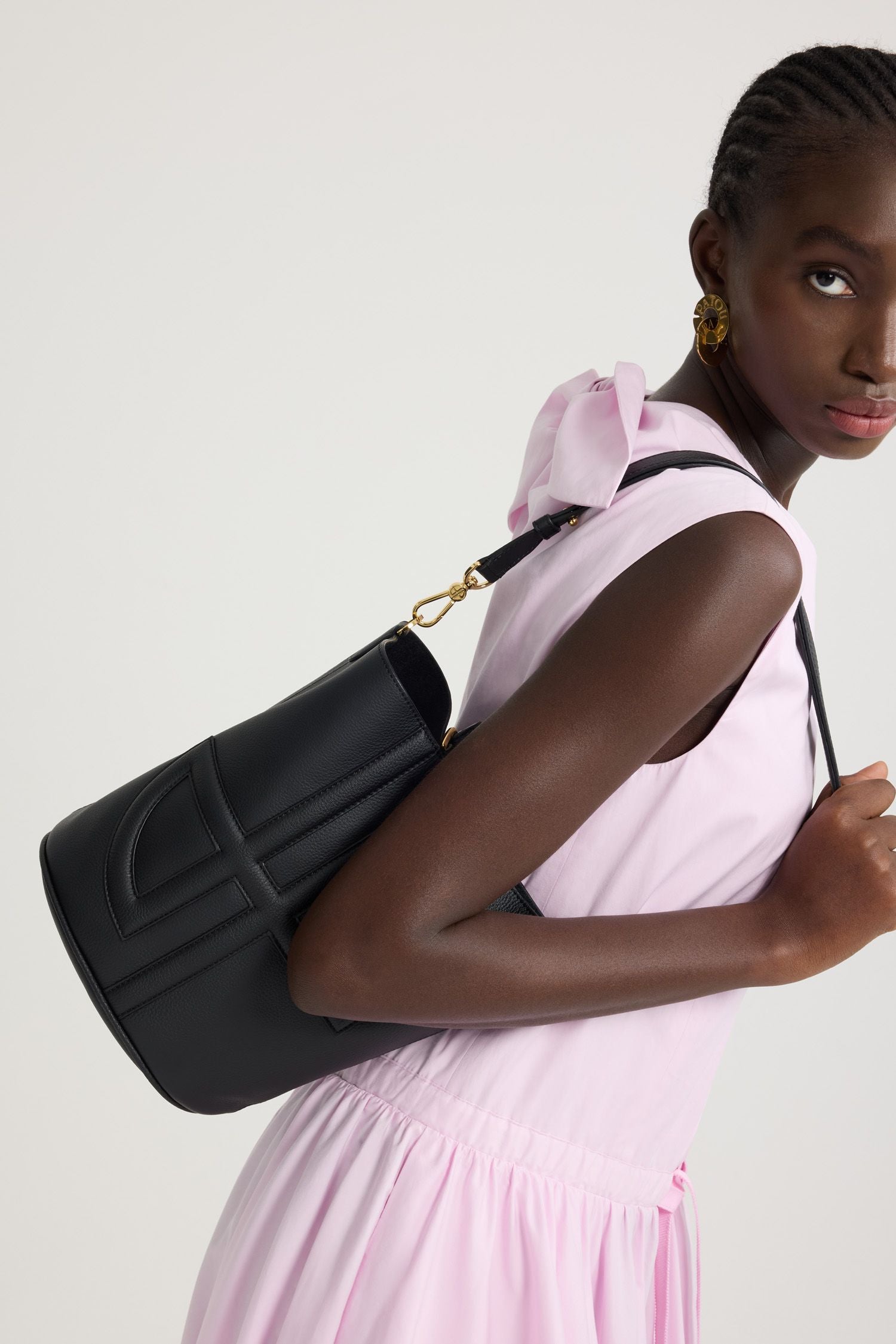 Sac seau JP en cuir - Noir