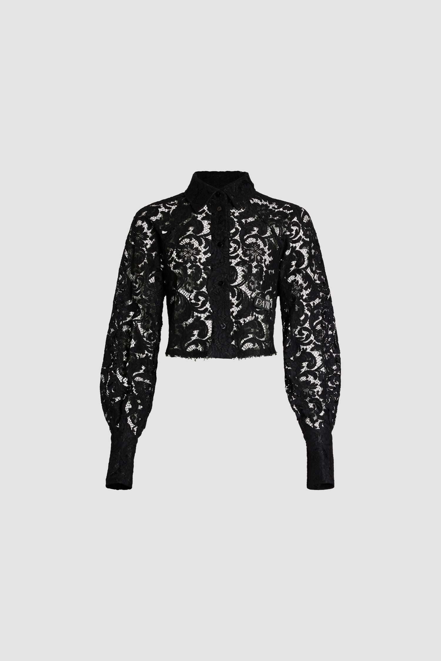Chemise courte en dentelle de coton bio - Noir