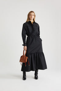 Chemise safari en faille recyclée - Noir