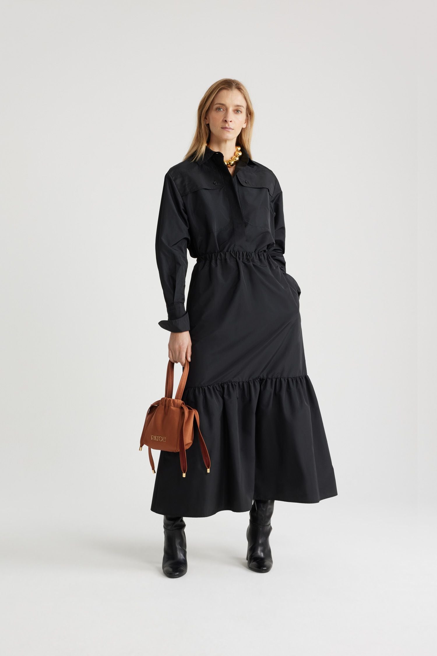 Chemise safari en faille recyclée - Noir