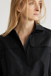 Chemise safari en faille recyclée - Noir