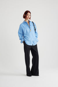 Chemise safari en coton bio - Bleu Ciel
