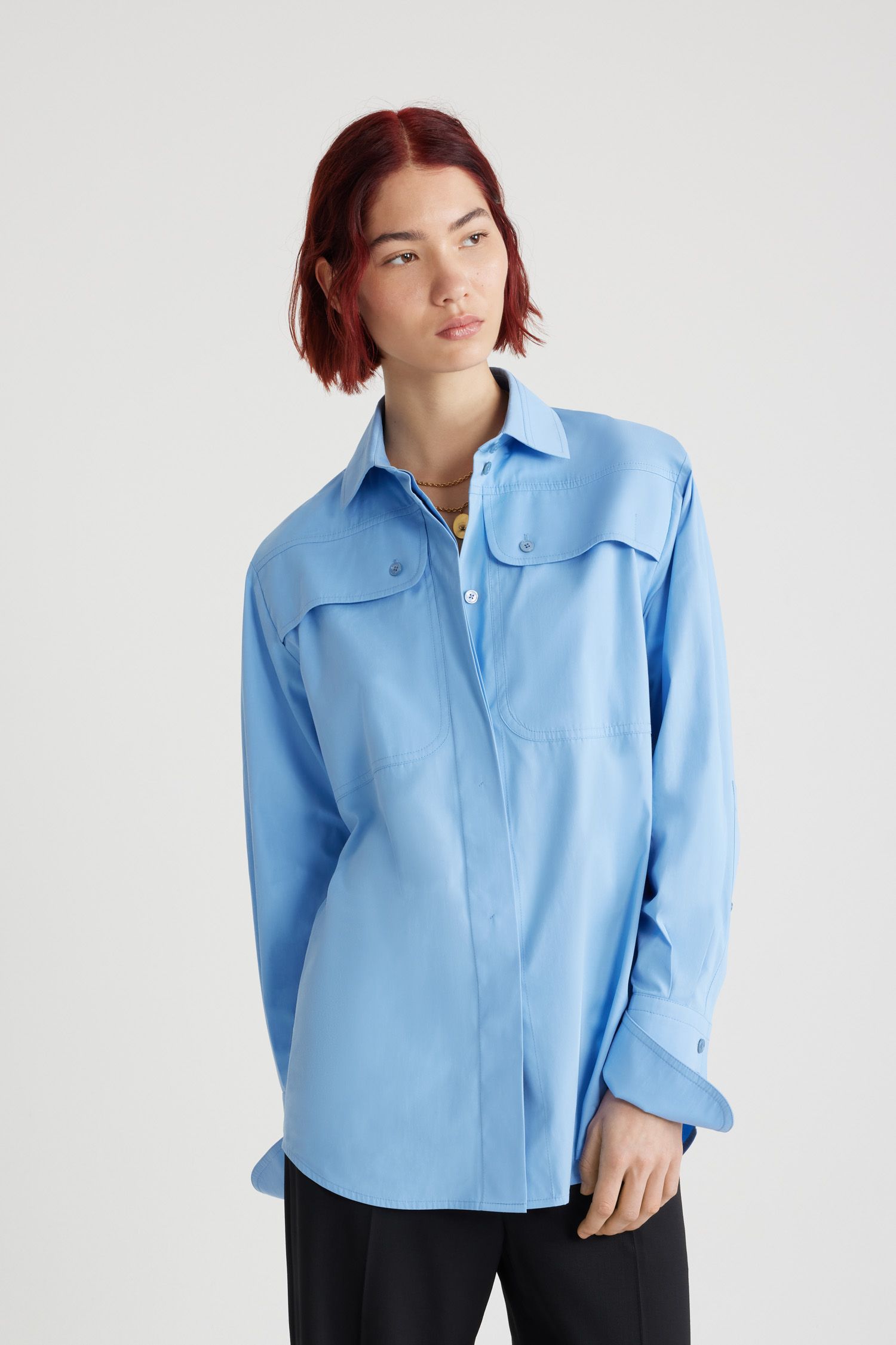 Chemise safari en coton bio - Bleu Ciel