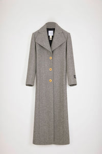 Manteau long en laine texturée - Gris Graphite