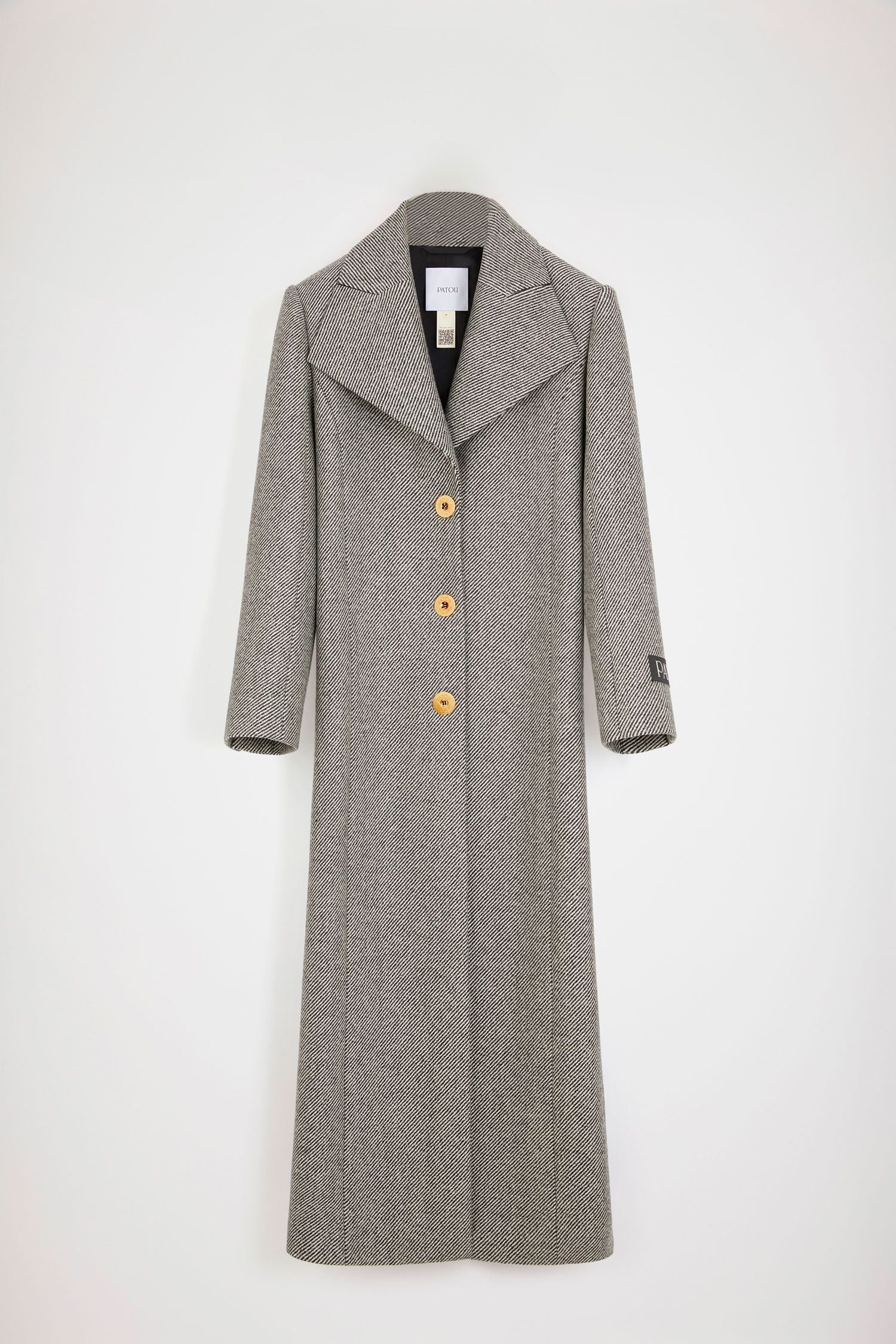 Manteau long en laine texturée - Gris Graphite