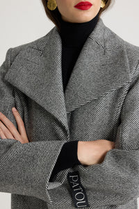 Manteau long en laine texturée - Gris Graphite
