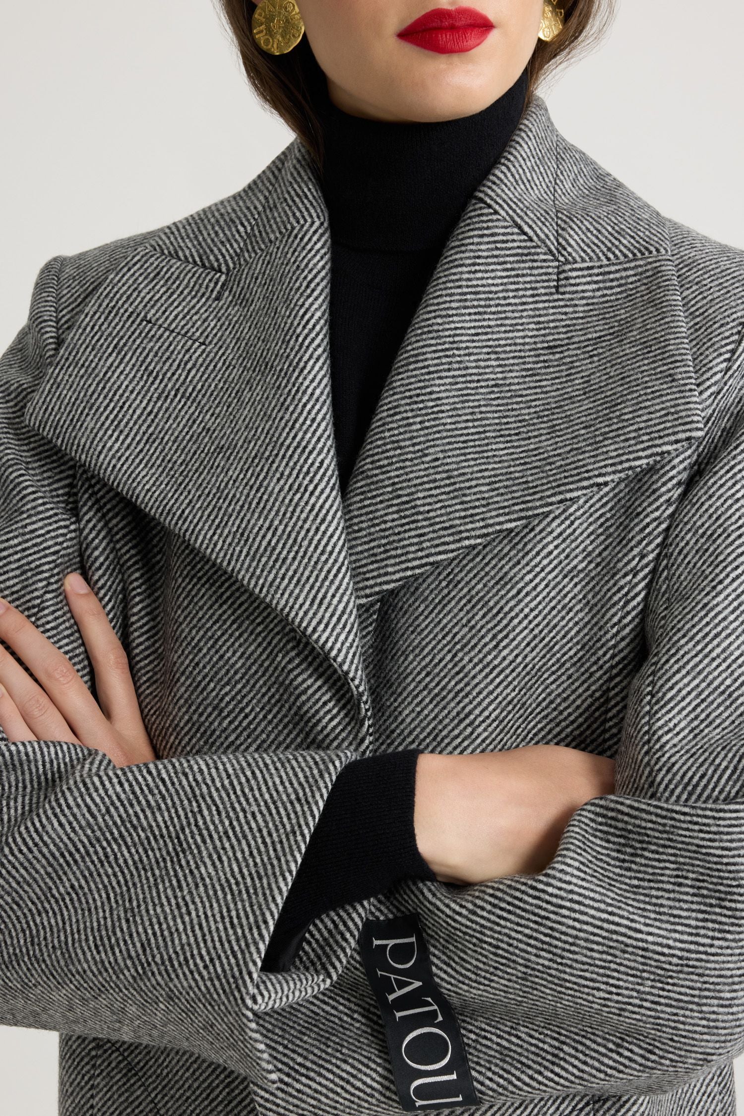 Manteau long en laine texturée - Gris Graphite