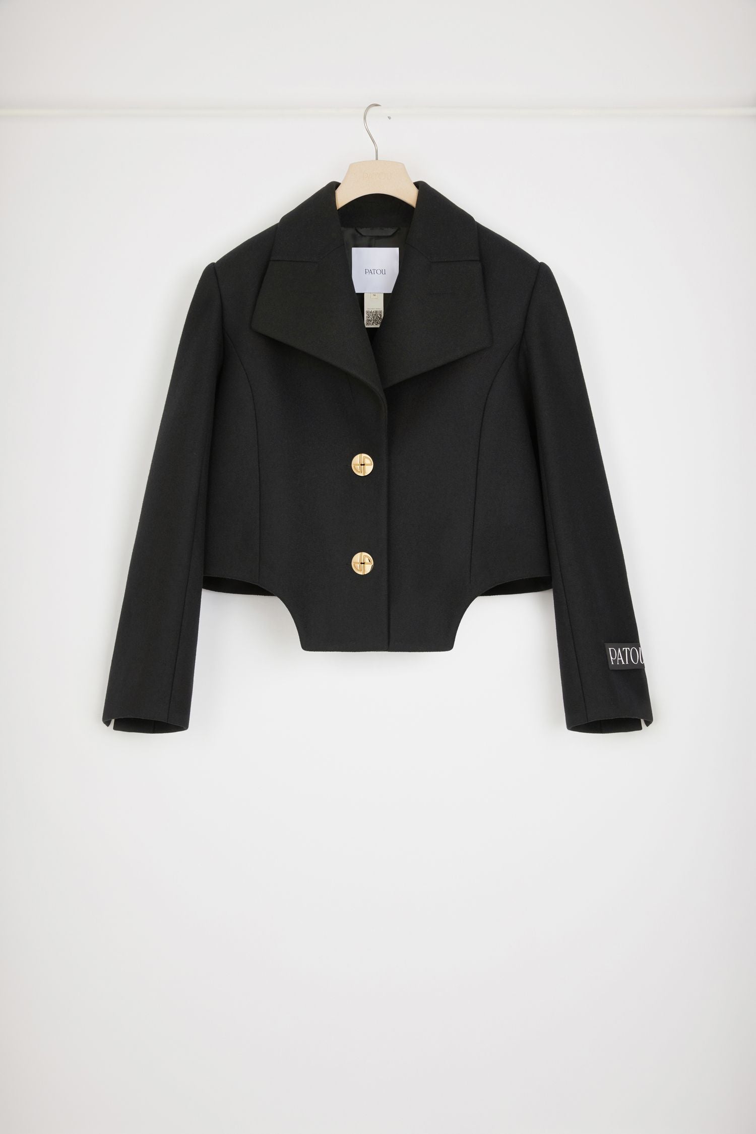 Veste courte à découpes en feutre de laine mélangée - Noir