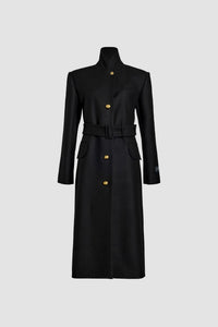Manteau droit en laine et cachemire éco-responsable - Noir