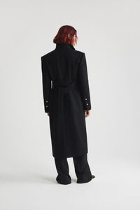 Manteau droit en laine et cachemire éco-responsable - Noir