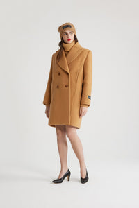 Manteau croisé en laine et cachemire - Beige Biscuit