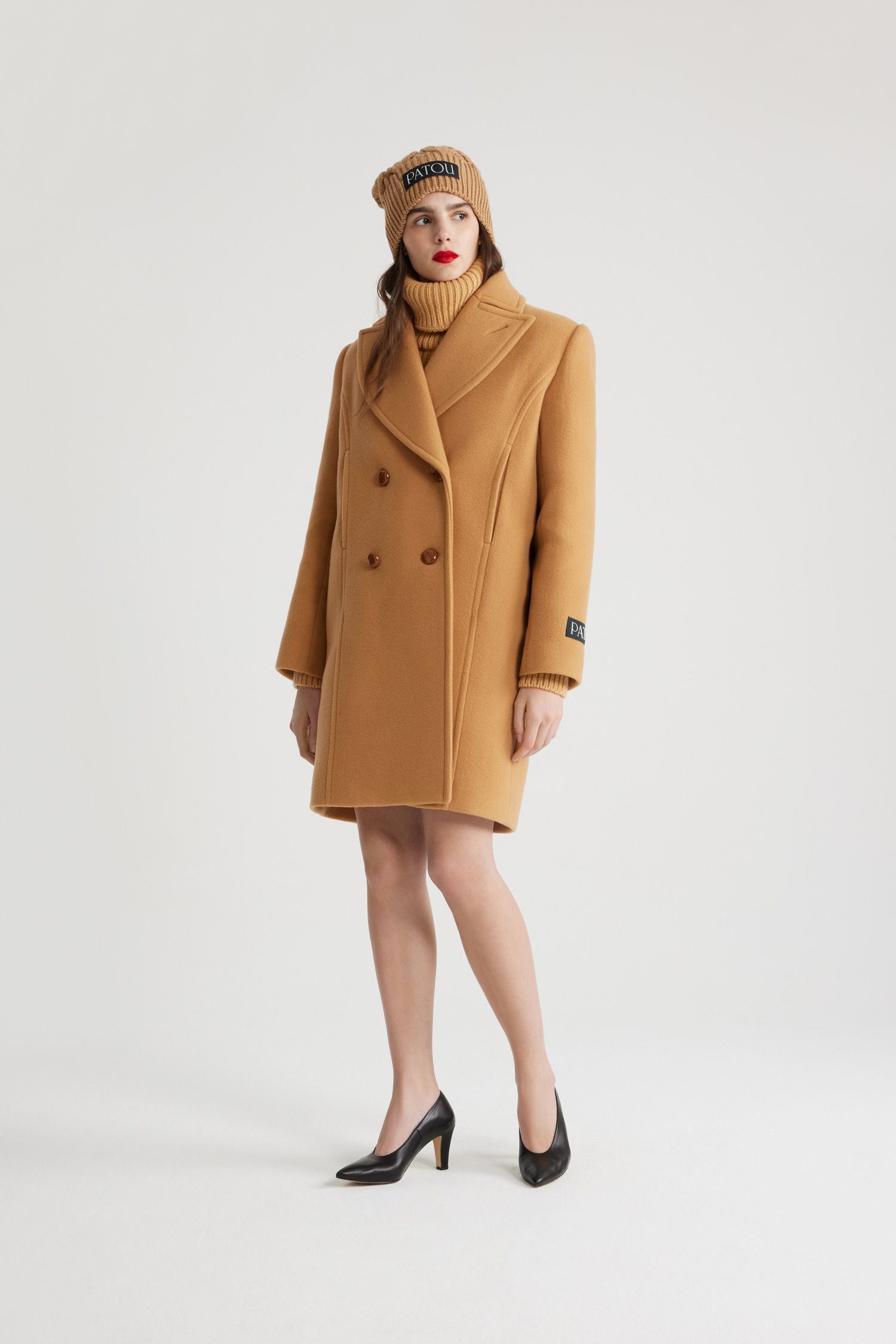 Manteau croisé en laine et cachemire - Beige Biscuit