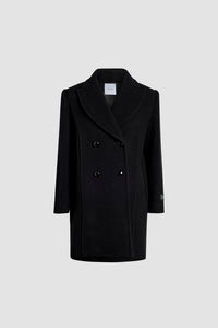Manteau croisé en laine et cachemire - Noir
