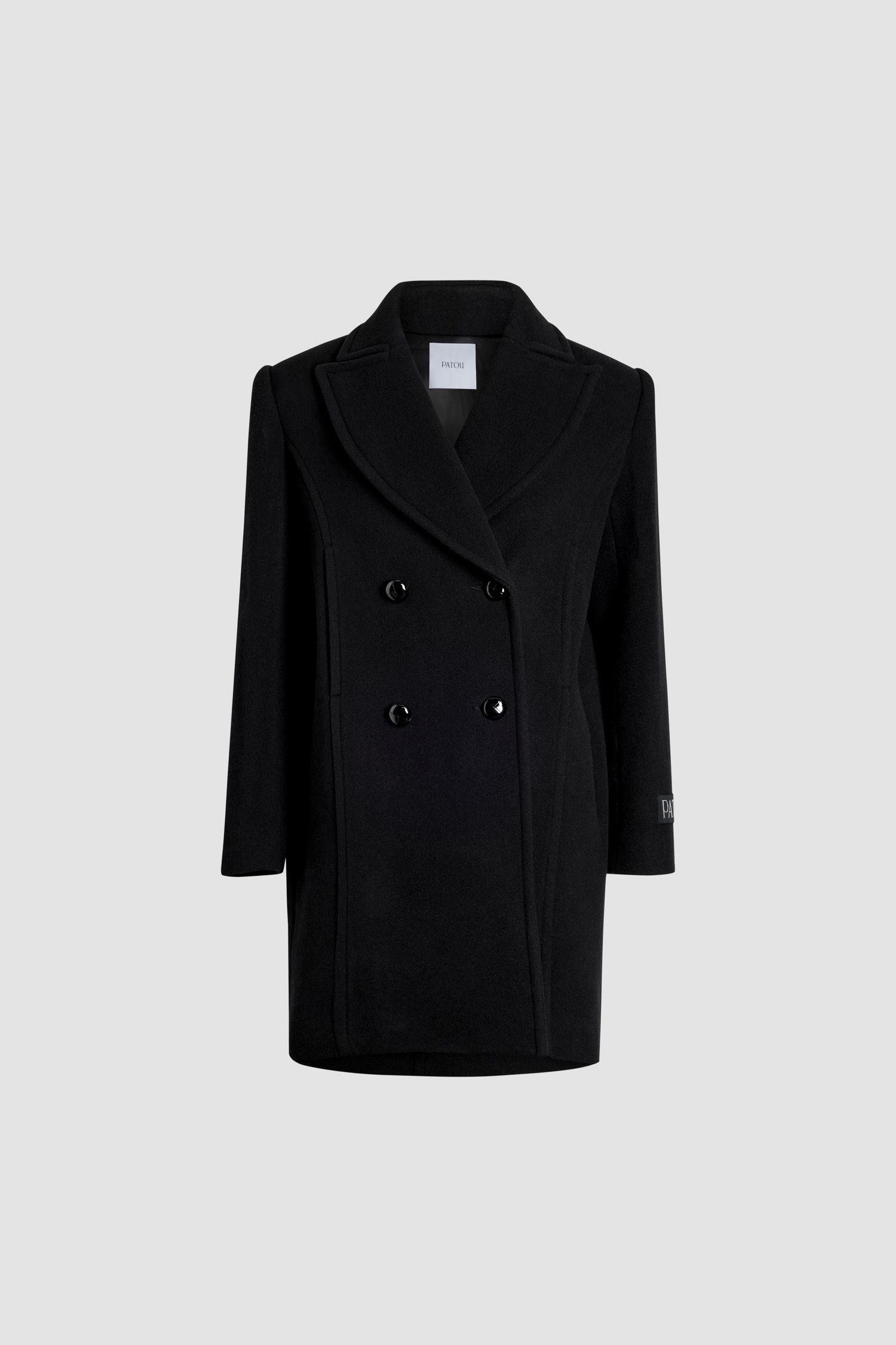 Manteau croisé en laine et cachemire - Noir