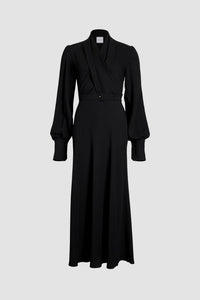 Robe longue à bustier croisé en crêpe éco-responsable - Noir