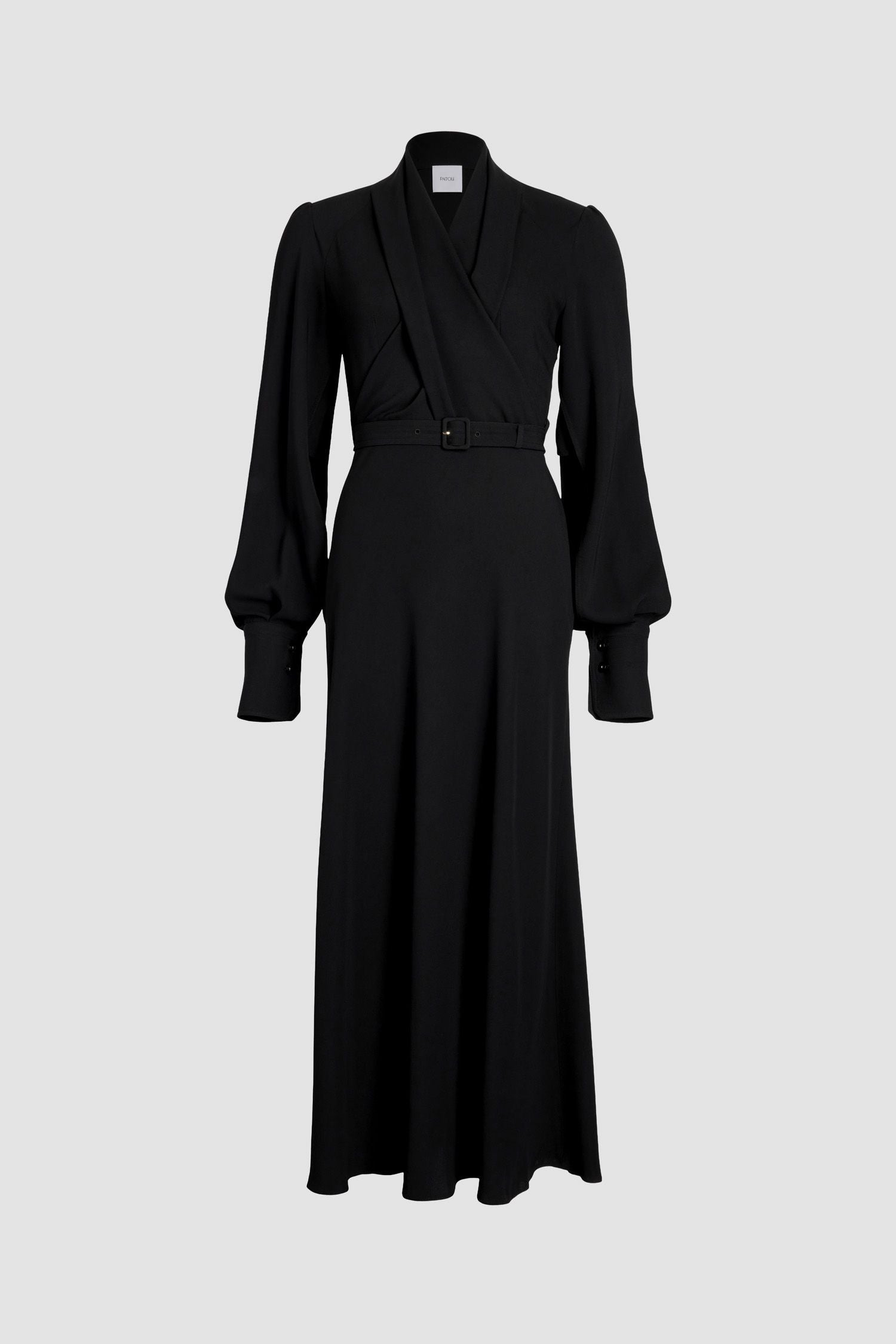 Robe longue à bustier croisé en crêpe éco-responsable - Noir