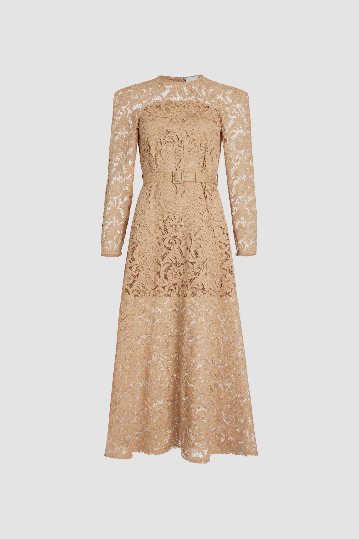 Robe longue en dentelle de coton bio - Sable