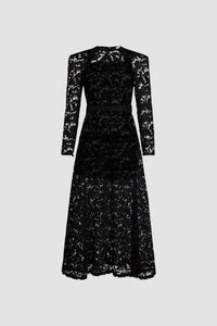 Robe longue en dentelle de coton bio - Noir