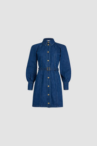 Robe courte en denim bio - Bleu Délavé