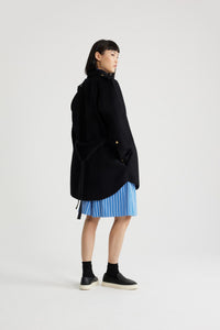 Robe chemise courte en mélange de laine recyclée - Noir
