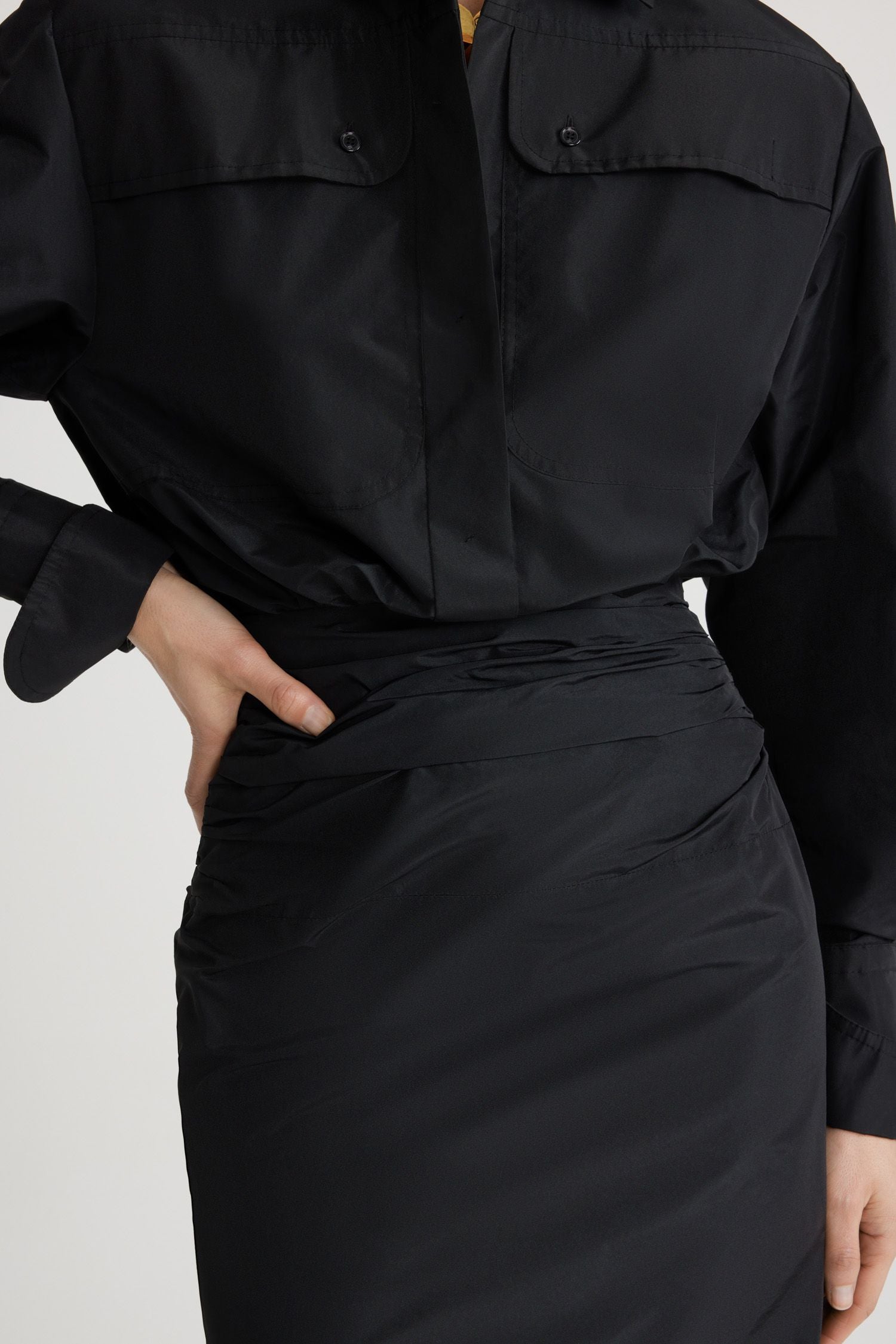 Robe safari en faille recyclée - Noir
