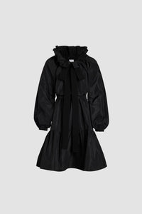 Robe à manches bouffantes en faille recyclée - Noir