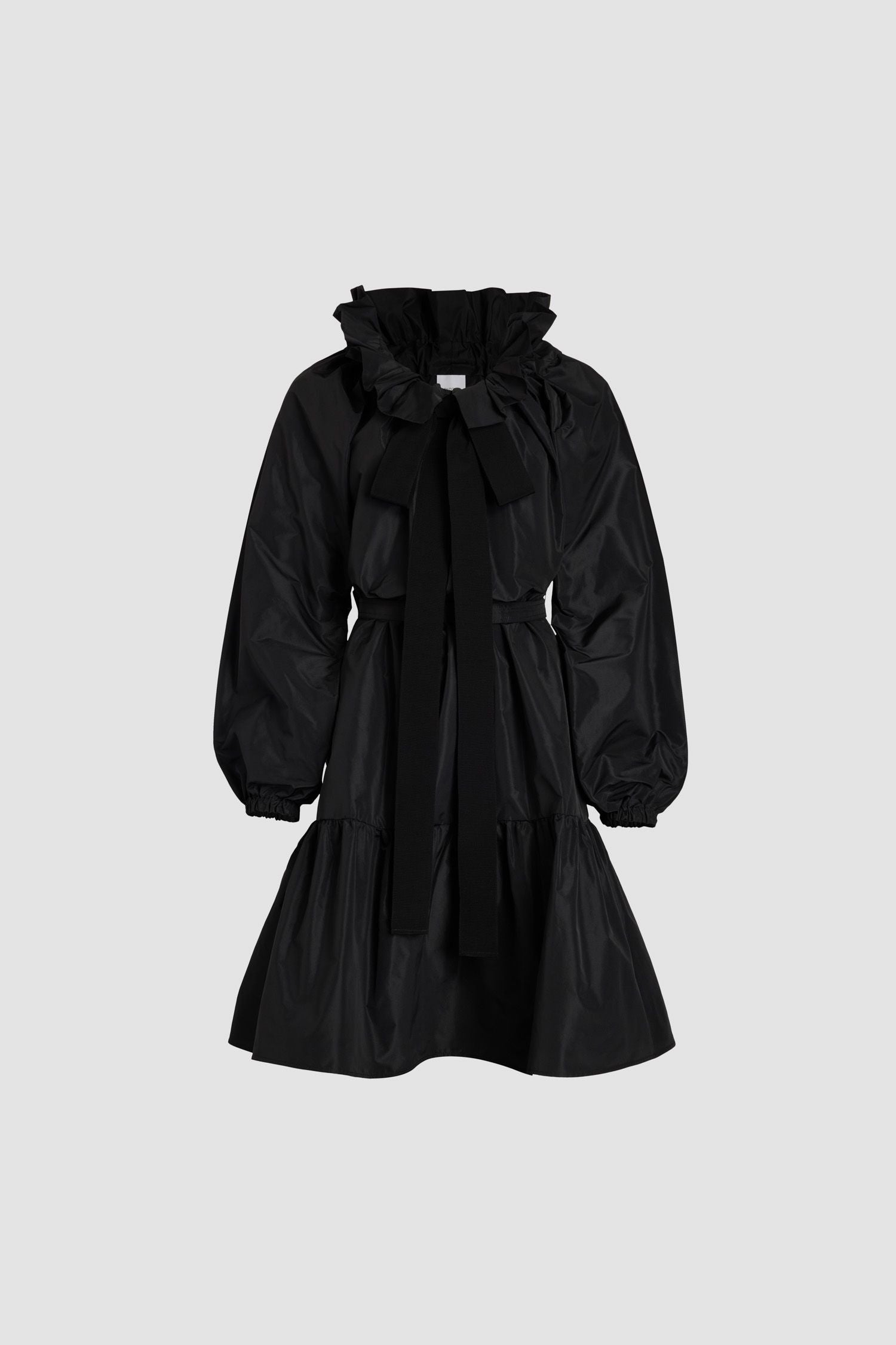 Robe à manches bouffantes en faille recyclée - Noir