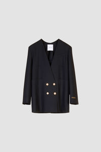 Veste croisée sans revers - Noir