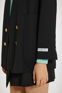 Veste croisée sans revers - Noir
