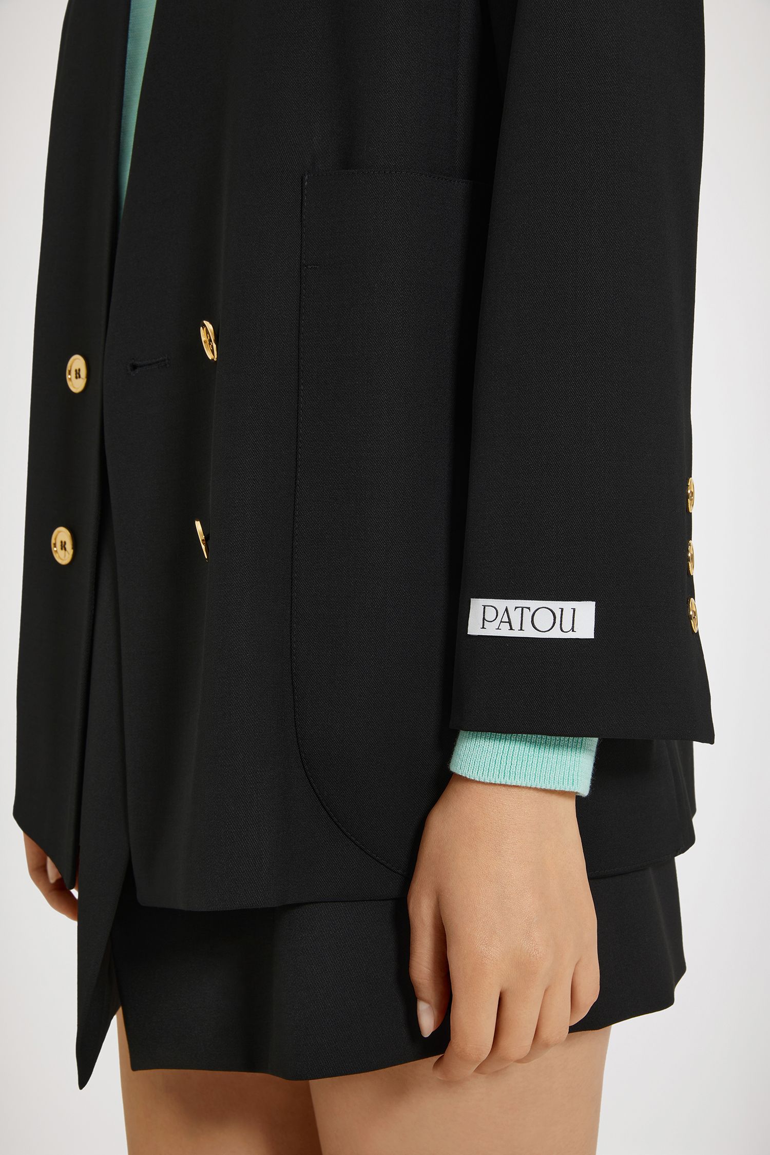 Veste croisée sans revers - Noir