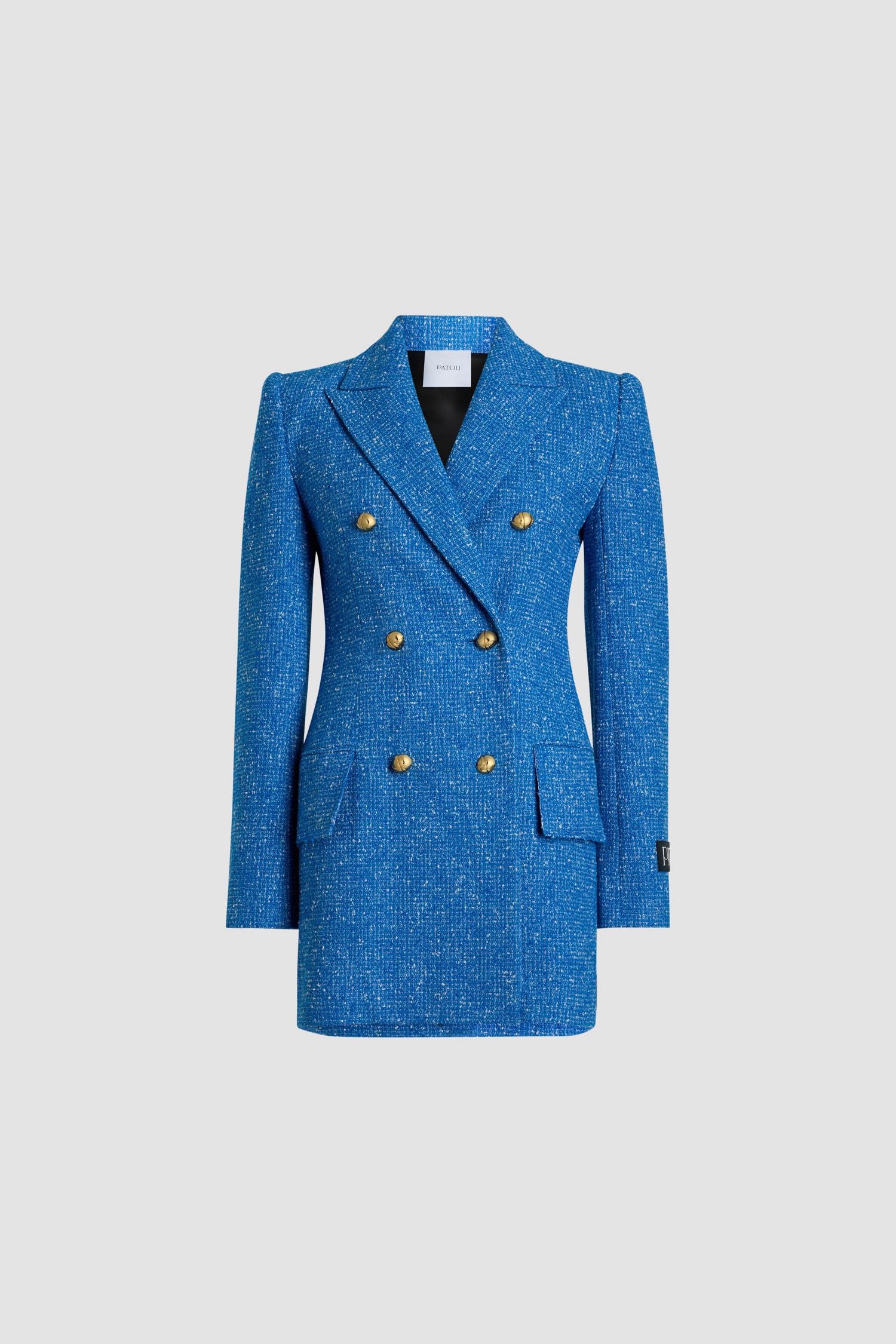 Veste croisée en tweed de laine éco-responsable et coton bio - Bleu Victoria