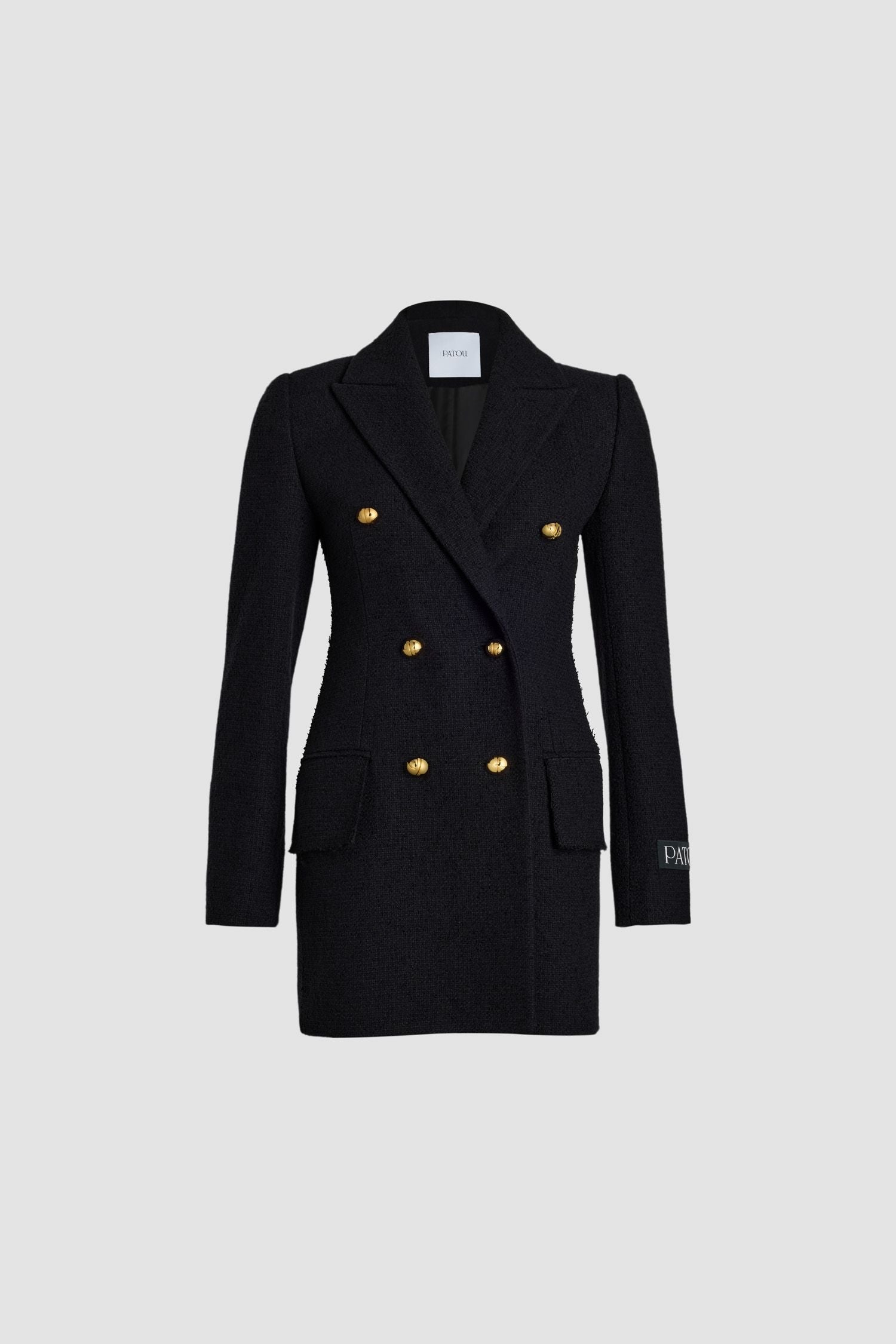 Veste croisée en tweed de laine éco-responsable et coton bio - Noir
