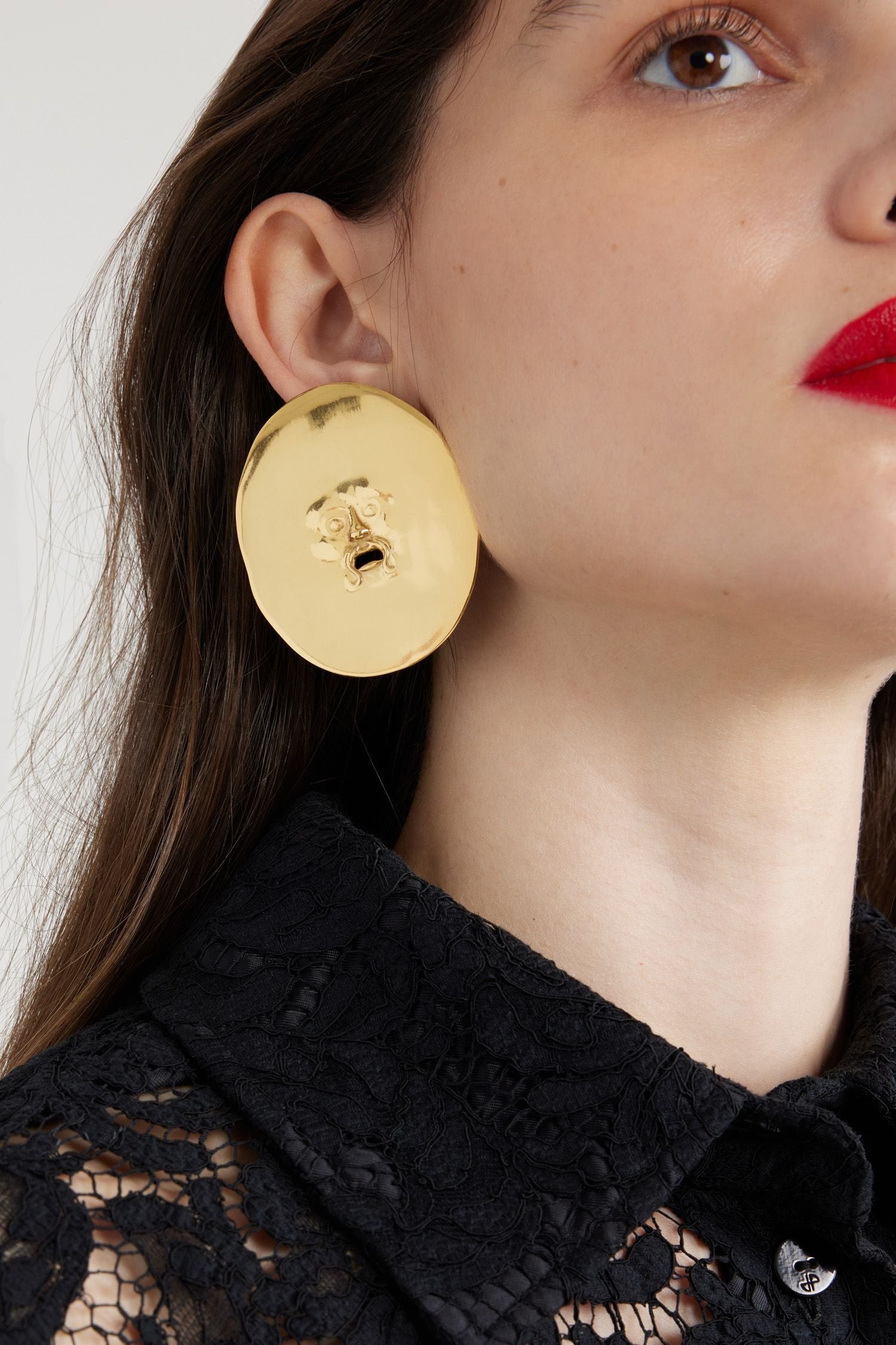 Boucles d’oreilles visage en laiton - Or