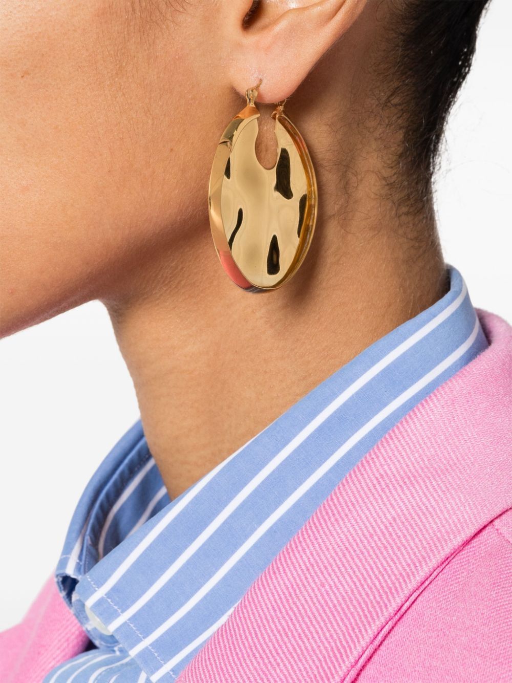 Boucles d'oreilles circulaires en laiton martelé - Or
