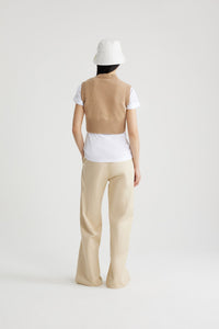 Pull sans manches court en laine et cachemire éco-responsable - Beige Biscuit