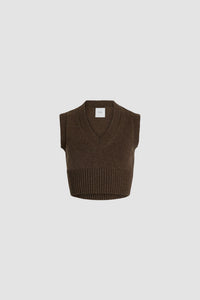 Pull sans manches court en laine et cachemire éco-responsable - Marron