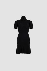 Robe à bustier croisé en laine et cachemire éco-responsable - Noir