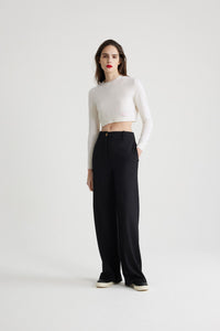 Pull court en laine et cachemire éco-responsable - Blanc