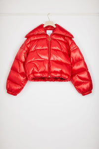 Doudoune courte en polyamide éco-responsable - Rouge