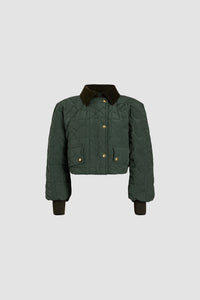 Bomber matelassé court en nylon recyclé - Vert Bouteille